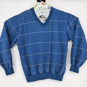 Vintage Mark Scot Collection Sweater Mens Medium Blue Pullover V‎ Neck Casual